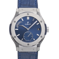 ウブロ クラシックフュージョン パワーリザーブ８デイズチタニウムブルー 516.NX.7170.LR 基本仕様は本物と同じ形のHUBLOTです