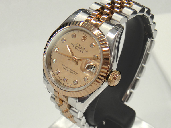 最高級N級品 ロレックススーパーコピー ROLEX デイトジャスト ピンクゴールダスト 10Pダイヤ 179171G