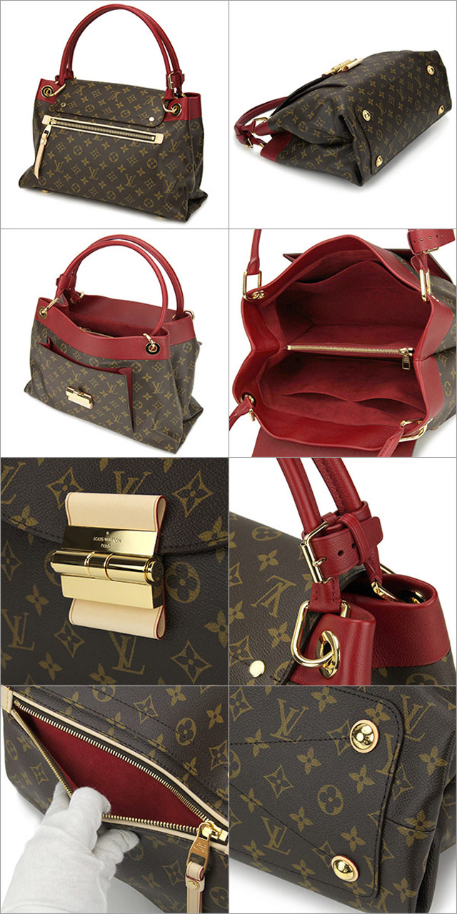 ルイ・ヴィトンスーパーコピー LOUIS VUITTON モノグラム オランプ ハンドバッグ ダークブラウン＆ルージュ M40732