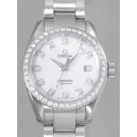 オメガスーパーコピー OMEGA シーマスター 2565.75 アクアテラ ベゼルダイヤ ホワイトシェル