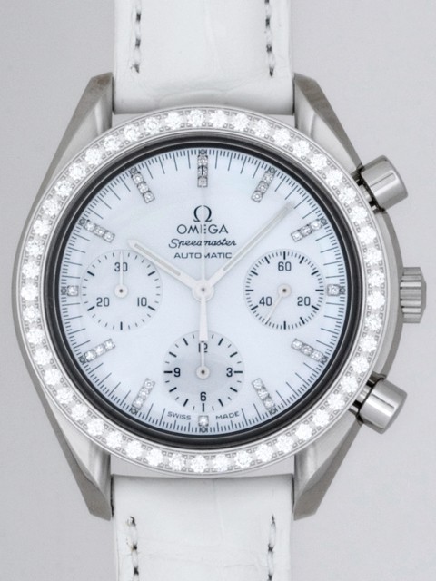オメガ スピードマスター 3815.77.36 ダイヤベゼル 白皮 ホワイトシェル