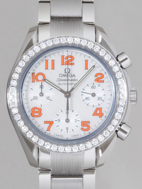 オメガ スピードマスター 3535.78 ダイヤベゼル ホワイトシェル/オレンジアラビア