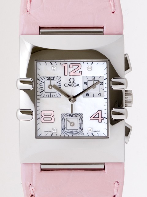 オメガ OMEGA コンステレーション 1841.70.34 クアドラ ピンク皮 ホワイトシェルピンクアラビア
