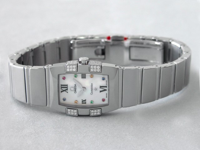 オメガ OMEGA コンステレーション 1585.79 クアドレラ ミニ ダイヤモンド ホワイトシェル