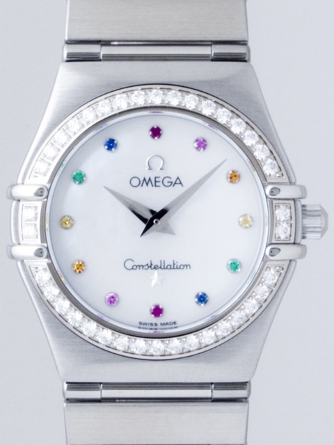 オメガ OMEGA コンステレーション ミニ 1476.79 アイリス ダイヤベゼル カラーストーン ホワイトシェル