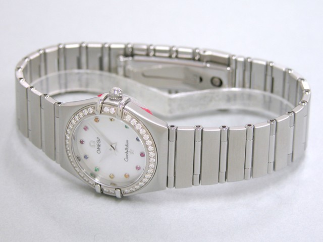 オメガ OMEGA コンステレーション ミニ 1476.79 アイリス ダイヤベゼル カラーストーン ホワイトシェル