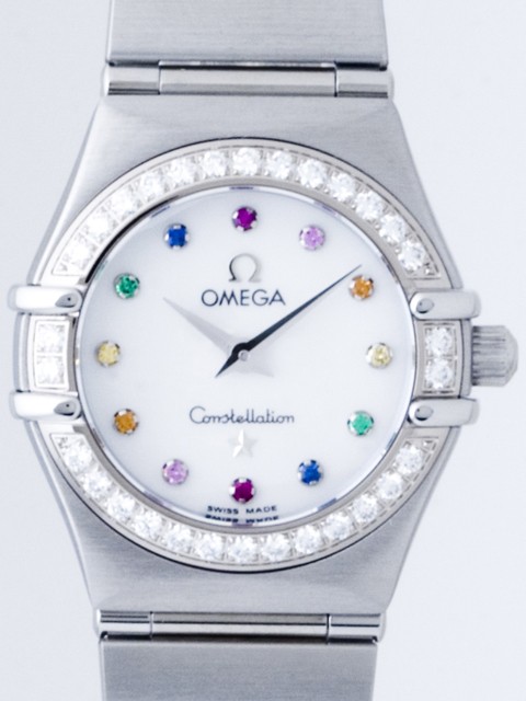 オメガ コンステレーション ミニ 1460.79 アイリス ダイヤベゼル カラーストーン ホワイトシェル