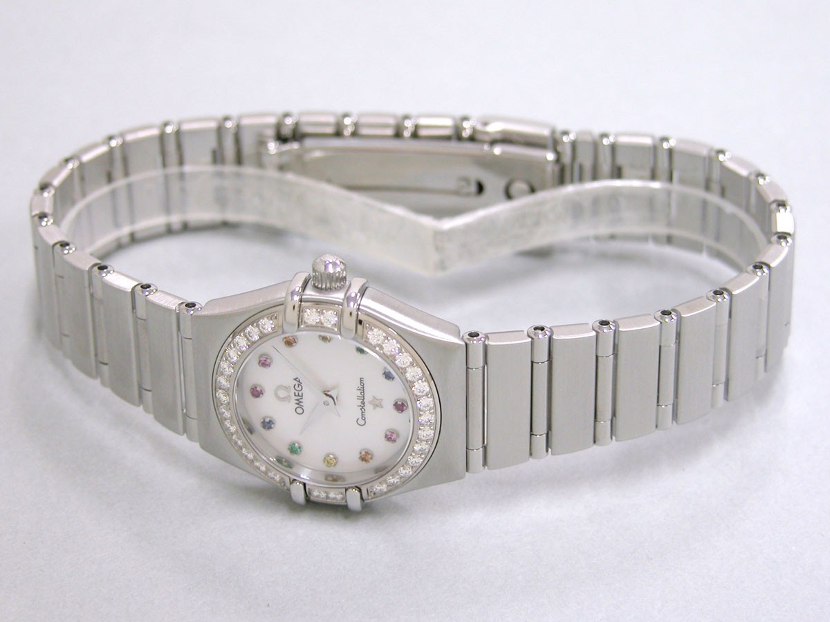 オメガ コンステレーション ミニ 1460.79 アイリス ダイヤベゼル カラーストーン ホワイトシェル