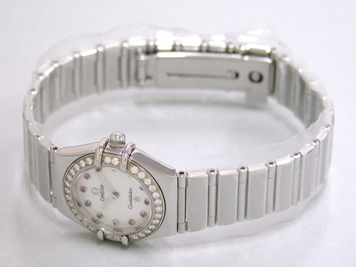 オメガ OMEGA コンステレーション ミニ 1465.79 アイリス ダイヤベゼル カラーストーン ホワイトシェル