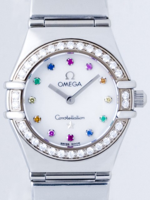 オメガ OMEGA コンステレーション ミニ 1465.79 アイリス ダイヤベゼル カラーストーン ホワイトシェル