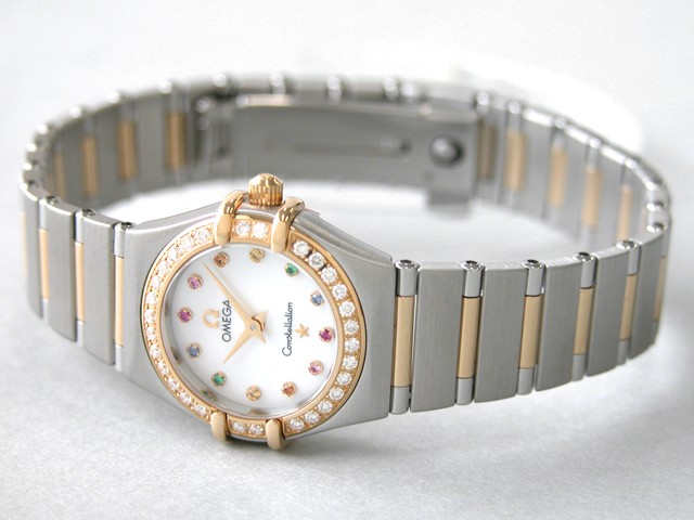 オメガ OMEGA オメガ コンステレーション ミニ アイリス 1367.79 マイチョイス ダイヤベゼル カラーストーン ホワイトシェル