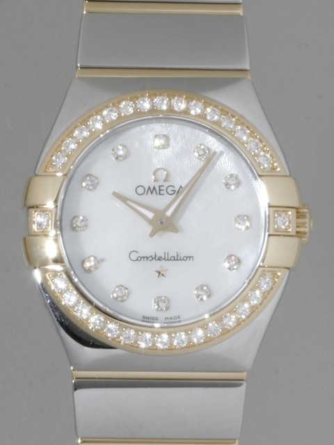 オメガ OMEGA コンステレーション ポリッシュ 123.25.27.60.55.007 SS/YG 12Pダイヤ ベゼルダイヤ クォーツ ホワイトシェル