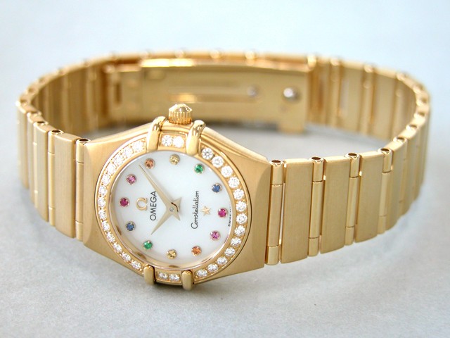 オメガ OMEGA コンステレーション アイリス 95 1167.79 YG 12Pカラーストーン ダイヤベゼル ホワイトシェル