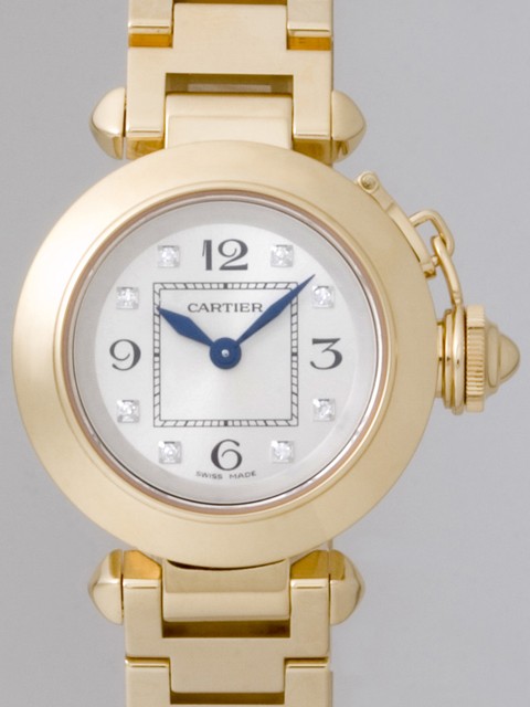 カルティエスーパーコピー Cartier ミスパシャ WJ124015 27mm YG 8Pダイヤ シルバー レディース