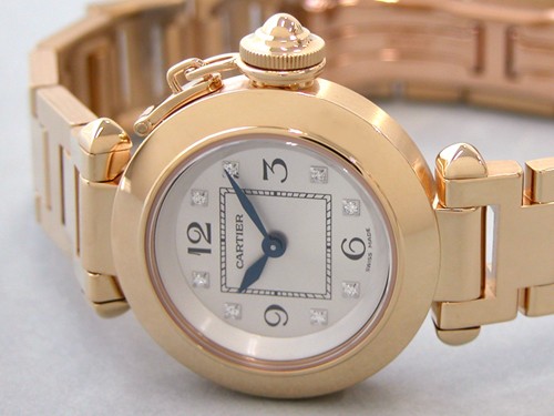 カルティエスーパーコピー Cartier ミスパシャ WJ124015 27mm YG 8Pダイヤ シルバー レディース