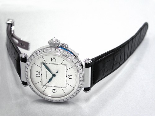 カルティエスーパーコピー Cartier パシャ WJ120251 42mm WG ダイヤベゼル シルバー メンズ