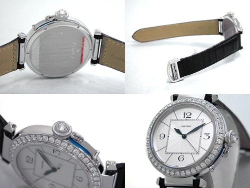 カルティエスーパーコピー Cartier パシャ WJ120251 42mm WG ダイヤベゼル シルバー メンズ