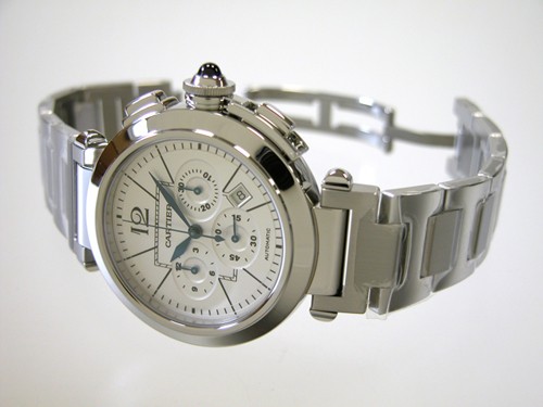 カルティエスーパーコピー Cartier パシャ 42mm クロノグラフ W31085M7 ブレス ホワイト 自動巻