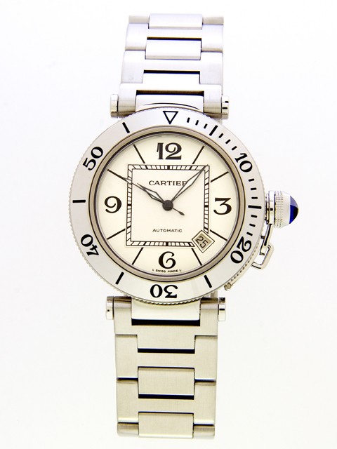カルティエスーパーコピー Cartier パシャ W31080M7 シータイマー ステンブレス ホワイト 自動巻