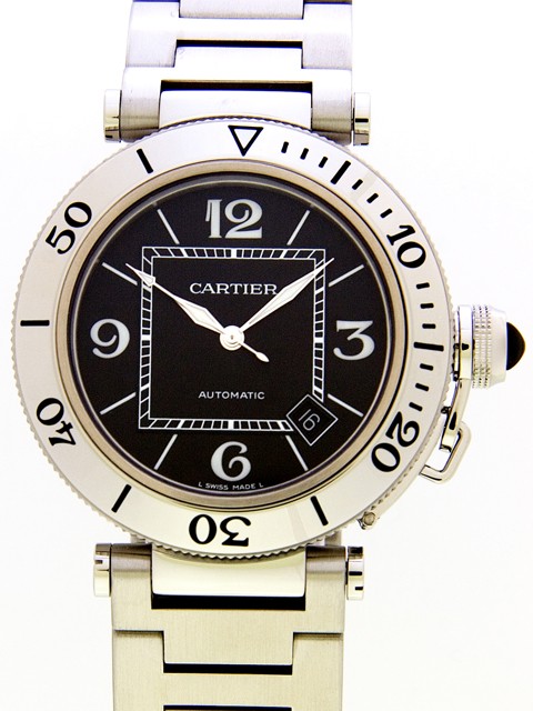 カルティエ Cartier パシャ W31077M7 シータイマー ステンブレス ブラック