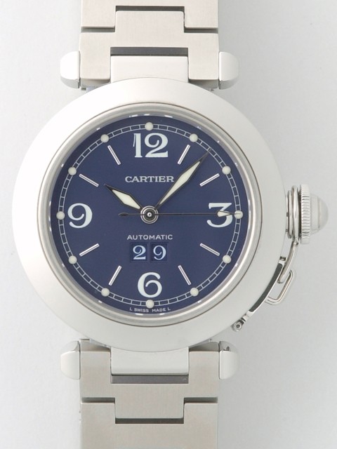 カルティエ Cartier パシャＣ W31047M7 ビックデイト ブルー