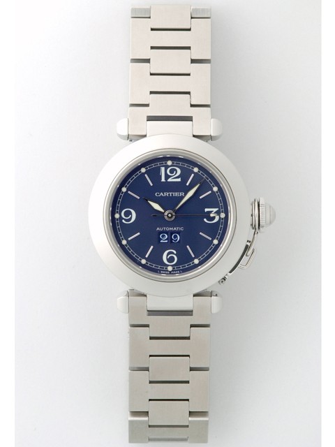 カルティエ Cartier パシャＣ W31047M7 ビックデイト ブルー