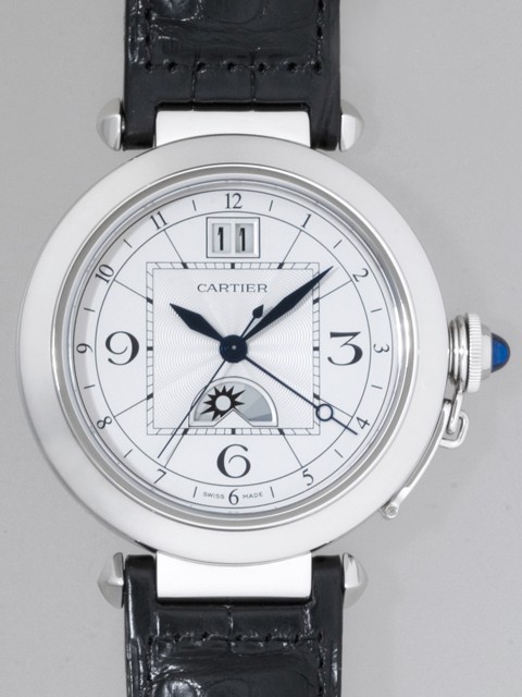 カルティエ Cartier パシャ XL GMT W3109255 42mm 黒皮  シルバー