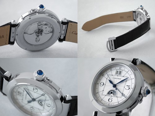 カルティエ Cartier パシャ XL GMT W3109255 42mm 黒皮  シルバー