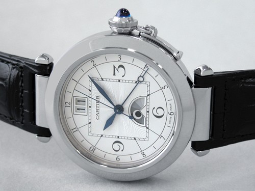 カルティエ Cartier パシャ XL GMT W3109255 42mm 黒皮  シルバー