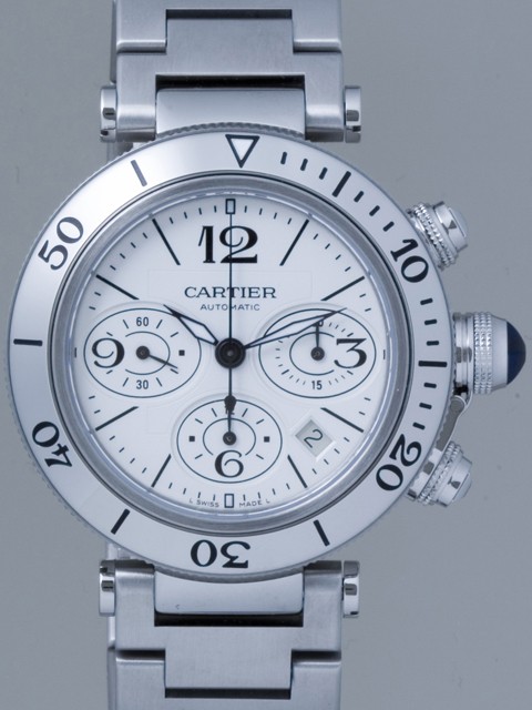 カルティエ Cartier パシャ W31089M7 シータイマー クロノグラフ ステンブレス シルバー