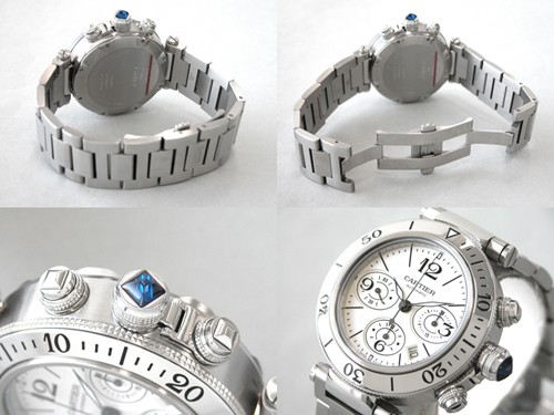 カルティエ Cartier パシャ W31089M7 シータイマー クロノグラフ ステンブレス シルバー