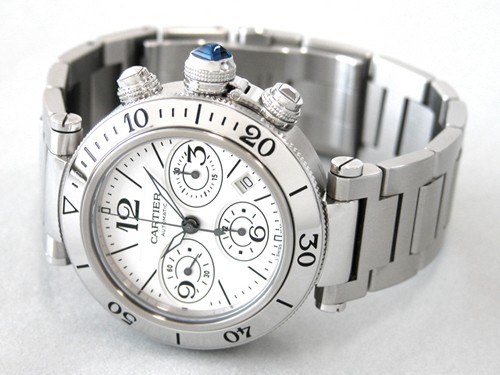 カルティエ Cartier パシャ W31089M7 シータイマー クロノグラフ ステンブレス シルバー