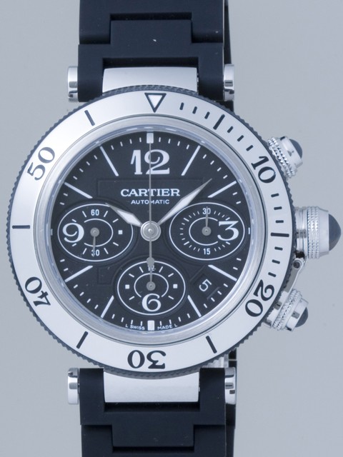カルティエ Cartier パシャ W31088U2 シータイマー クロノグラフ ラバーブレス ブラック