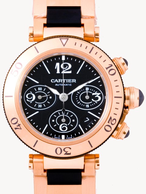 カルティエ Cartier パシャ W301980M シータイマー クロノグラフ ラバー ブラック