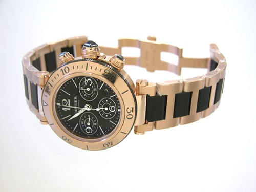 カルティエ Cartier パシャ W301980M シータイマー クロノグラフ ラバー ブラック