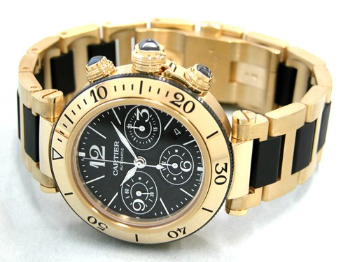 カルティエ Cartier パシャ W301970M シータイマー クロノグラフ ラバー ブラック