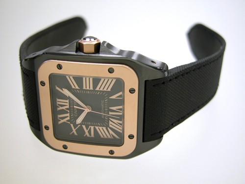 カルティエスーパーコピー Cartier サントス100 LM カーボン W2020009 PG/SS ブラック