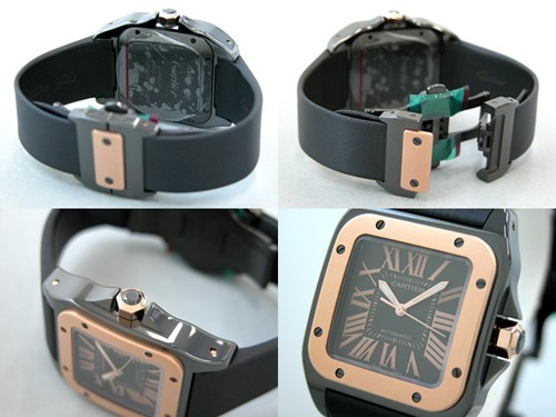 カルティエスーパーコピー Cartier サントス100 MM レディース ADLCコーティング W2020007 PG/SS ブラック