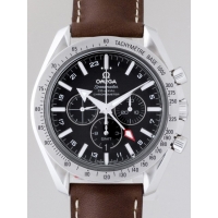 オメガ スピードマスター 3881.50.37 ブロードアロー コーアクシャル クロノグラフGMT ブラウンカーフベルト ブラック