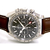 オメガ スピードマスター 3881.50.37 ブロードアロー コーアクシャル クロノグラフGMT ブラウンカーフベルト ブラック