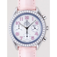 オメガ スピードマスター 3835.74.34 ダイヤベゼル ピンク皮 ホワイトシェルピンクアラビア