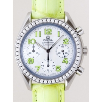 オメガ スピードマスター 3835.72.35 ダイヤベゼル グリーン皮 ホワイトシェルグリーンアラビア