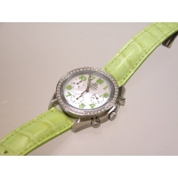 オメガ スピードマスター 3835.72.35 ダイヤベゼル グリーン皮 ホワイトシェルグリーンアラビア