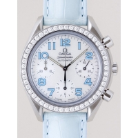 オメガ スピードマスター 3835.71.33 ダイヤベゼル ブルー皮 ホワイトシェルブルーアラビア