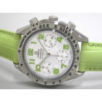 オメガ スピードマスター 3834.72.35 ｸﾞﾘｰﾝ皮 ホワイトシェルグリーンアラビア