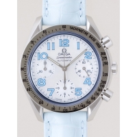 オメガ スピードマスター 3834.71.33 ﾌﾞﾙｰ皮 ホワイトシェルブルーアラビア