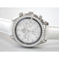 オメガ スピードマスター 3815.77.36 ダイヤベゼル 白皮 ホワイトシェル