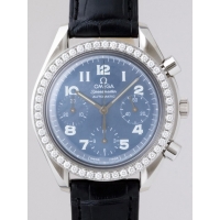 オメガ スピードマスター 3815.73.31 ダイヤベゼル ブラック皮 ブラックシェルブルーアラビア