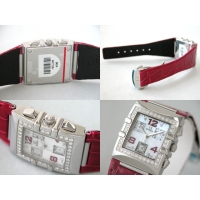 オメガ OMEGA コンステレーション 1847.73.31 クアドラ クロノ ダイヤベゼル レッド皮 ホワイトシェル 4Pダイヤ