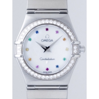 オメガ OMEGA コンステレーション ミニ 1476.79 アイリス ダイヤベゼル カラーストーン ホワイトシェル